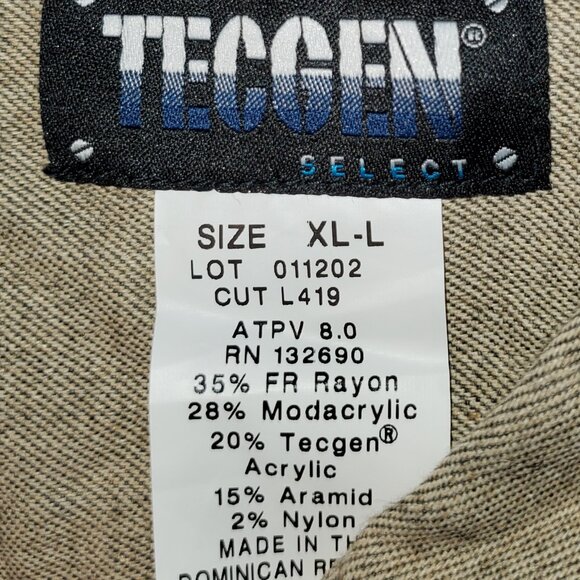 MENS TECGEN SELECT FLAME RESISTANT LONG SLEEVE SHIRT XLARGE LONG - Picture 6 of 6